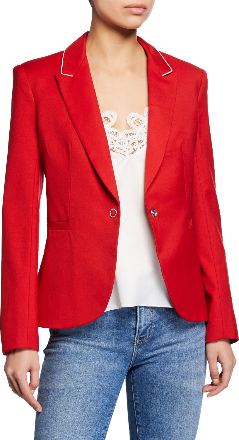 Jonathan Simkhai Ring-Snap Wool Fitted Blazer Jonathan Simkhai Ring-Snap Wool Fitted Blazer