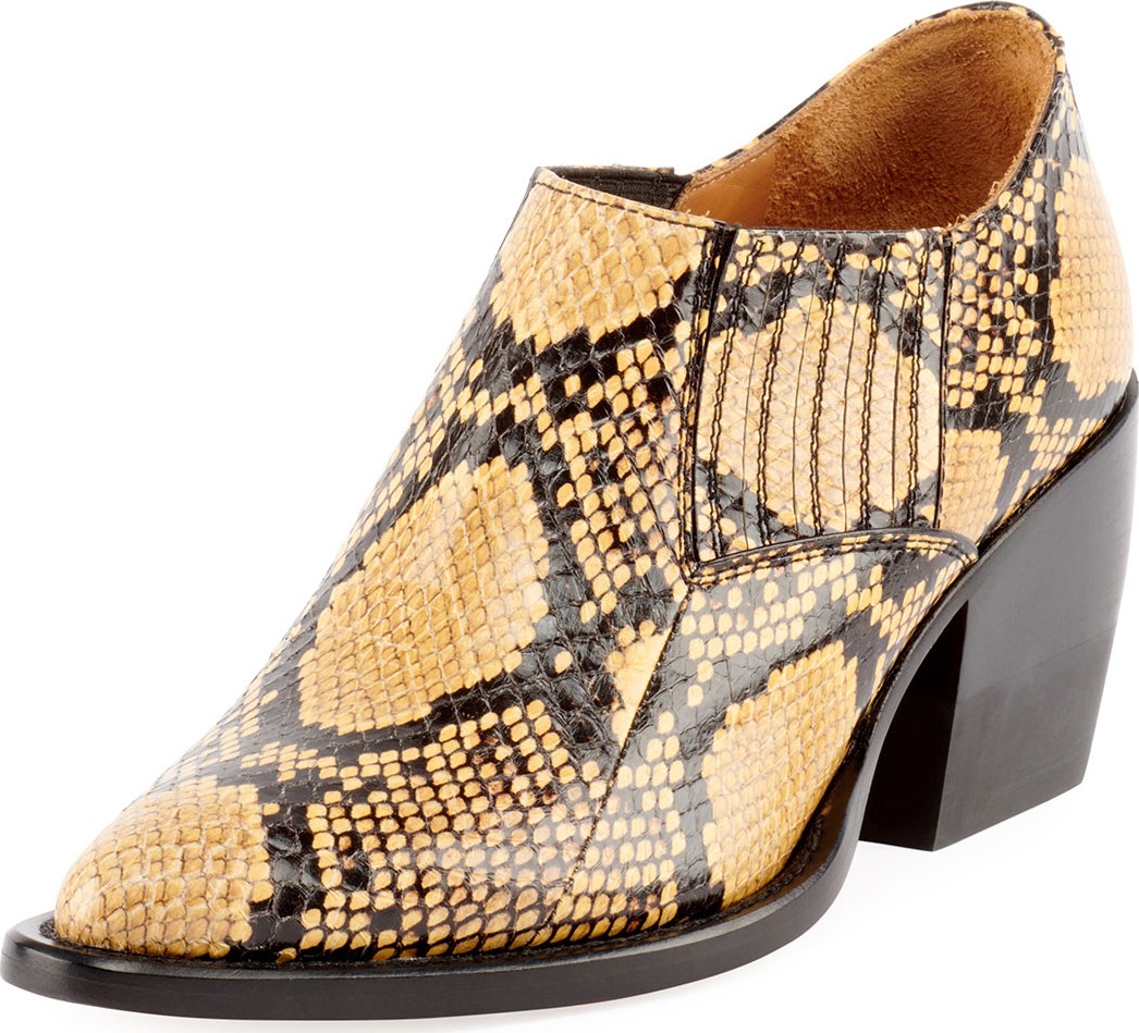 Chloe Rylee Python-Embossed Ankle Bootie