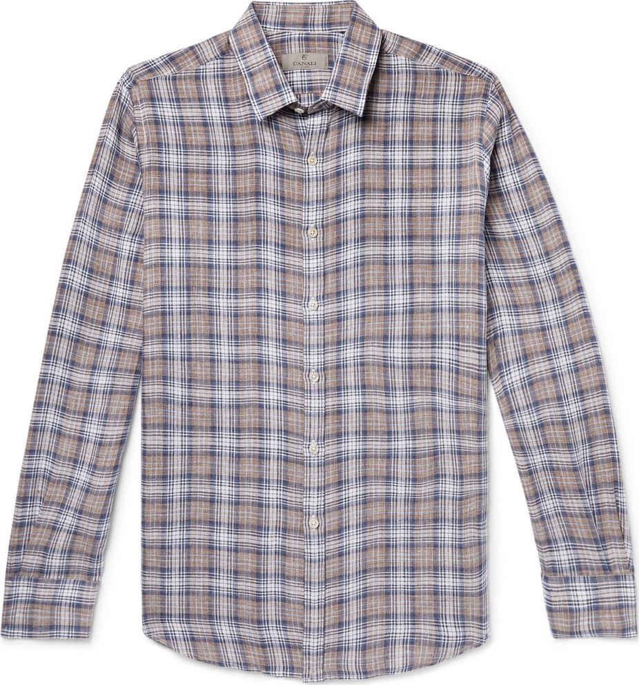 Canali Checked Linen Shirt