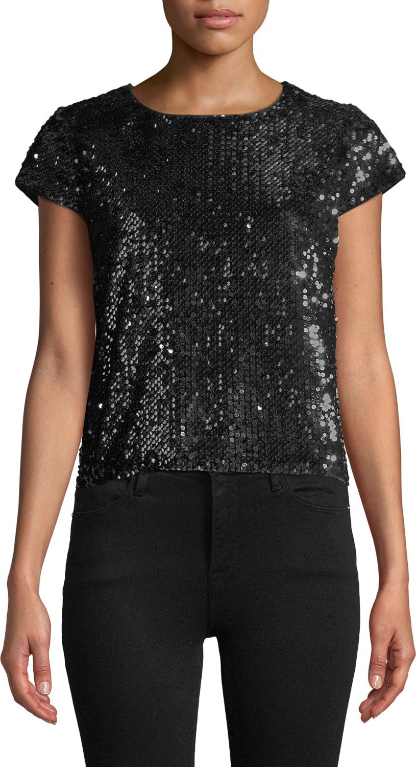 MILLY Sequin Velvet Baby Tee