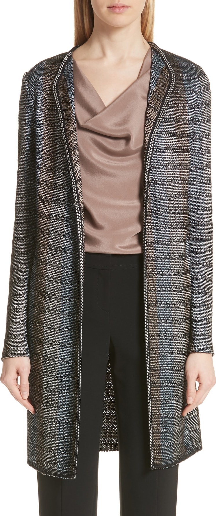 St. John Inlaid Ribbon Knit Topper