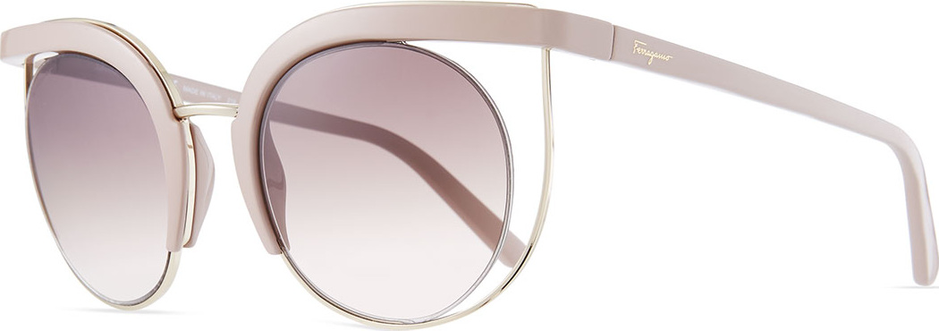 Salvatore Ferragamo Negative Space Metal & Plastic Cat-Eye Sunglasses