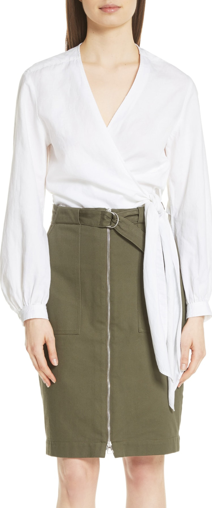 Rag & Bone Prescot Cotton & Linen Wrap Top