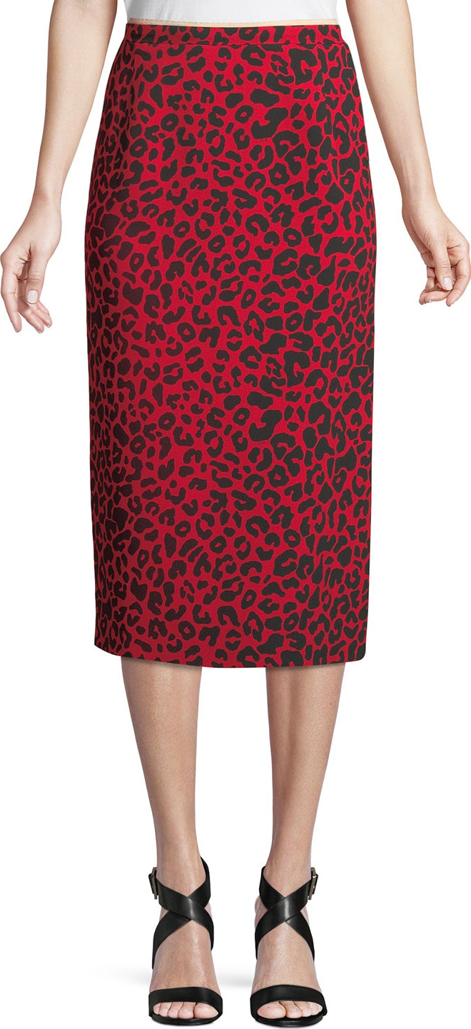 Nº21 Leopard-Print Striped Midi Skirt