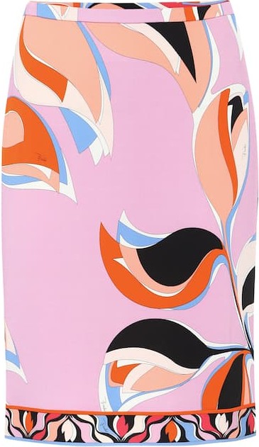 Emilio Pucci Printed crêpe pencil skirt
