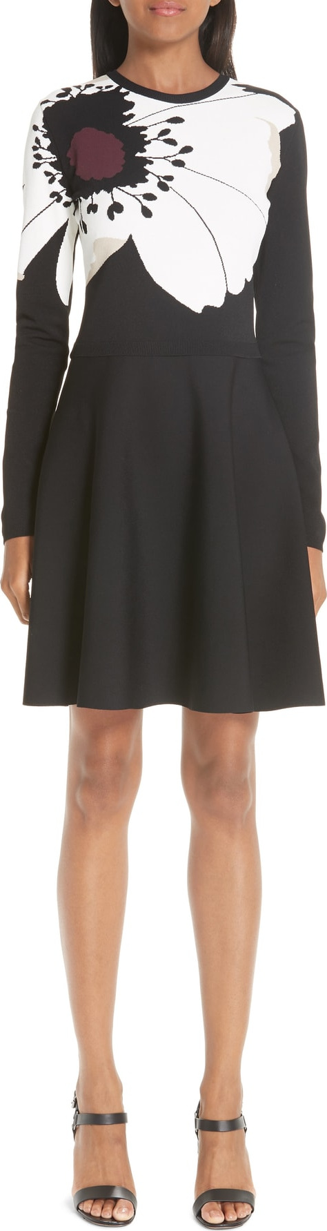 Valentino Floral Knit Fit & Flare Dress
