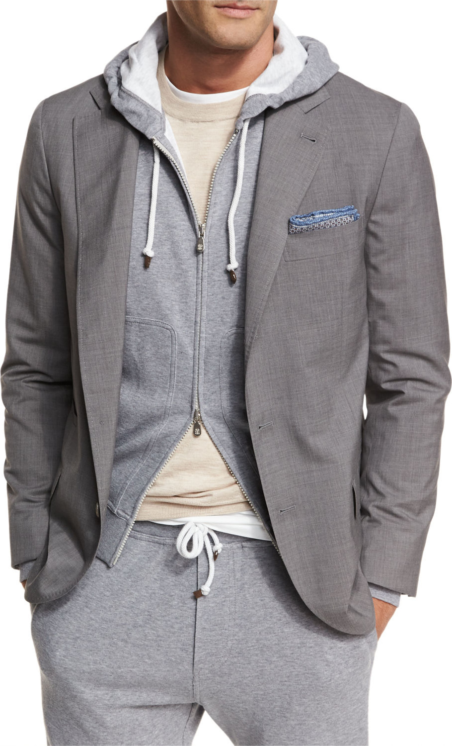 Brunello Cucinelli Three-Button Travel Blazer