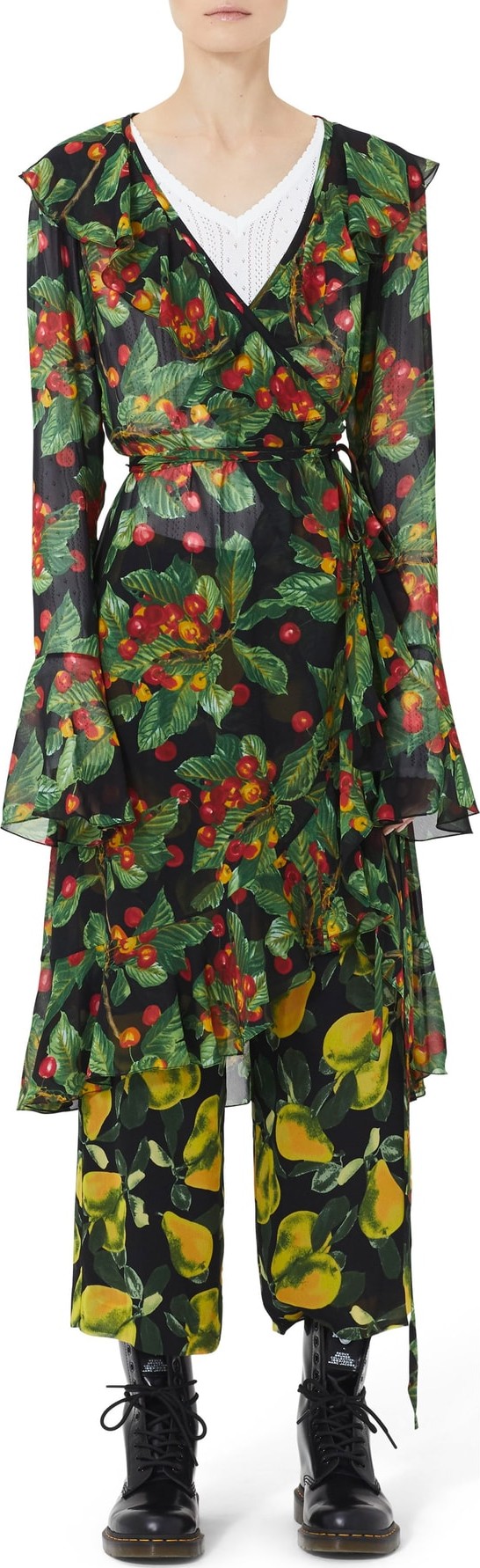 MARC JACOBS Fruit Print Ruffle Wrap Dress