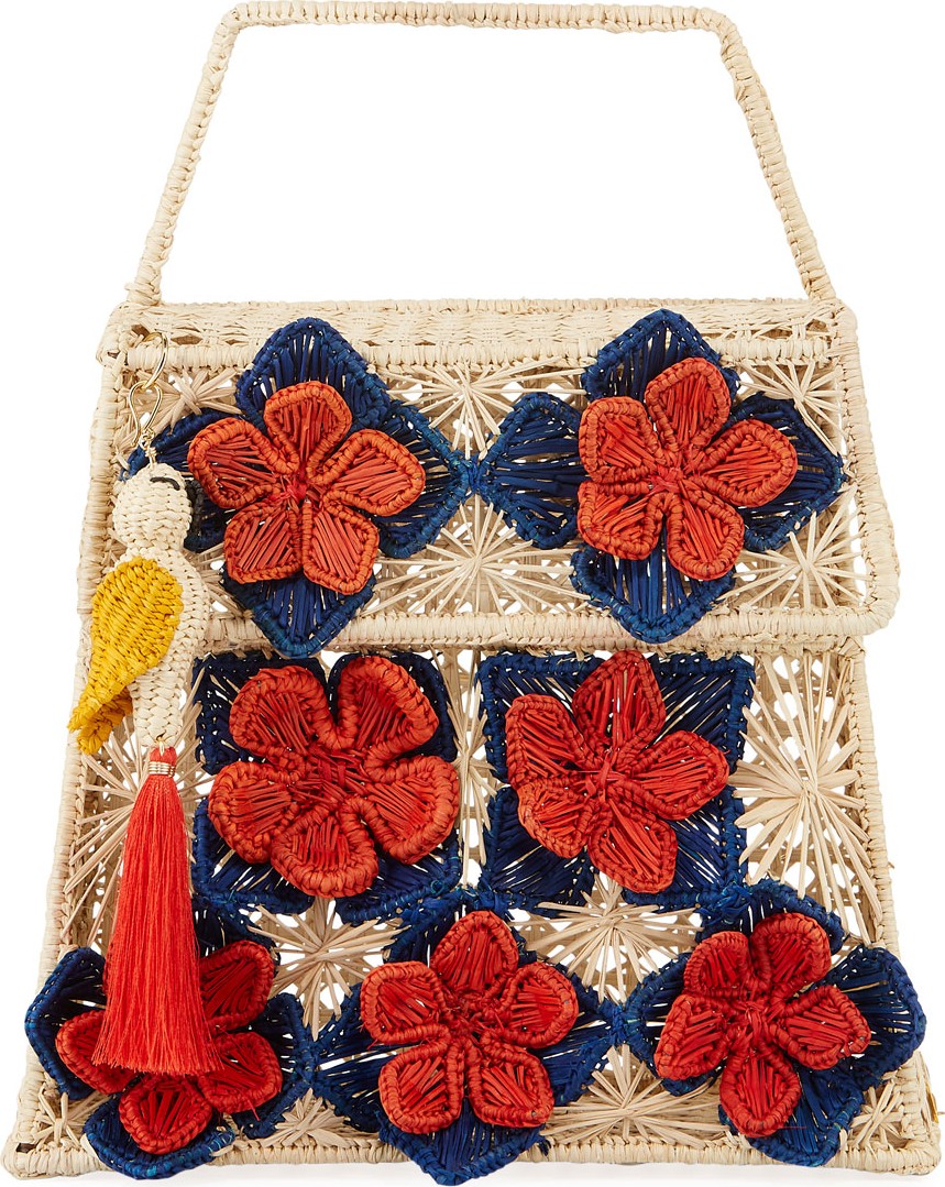 Mercedes Salazar Iraca Palm Threaded Straw Top-Handle Bag