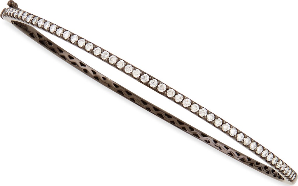 Bessa 18k Black Gold & Pave White Diamond Micro Bangle