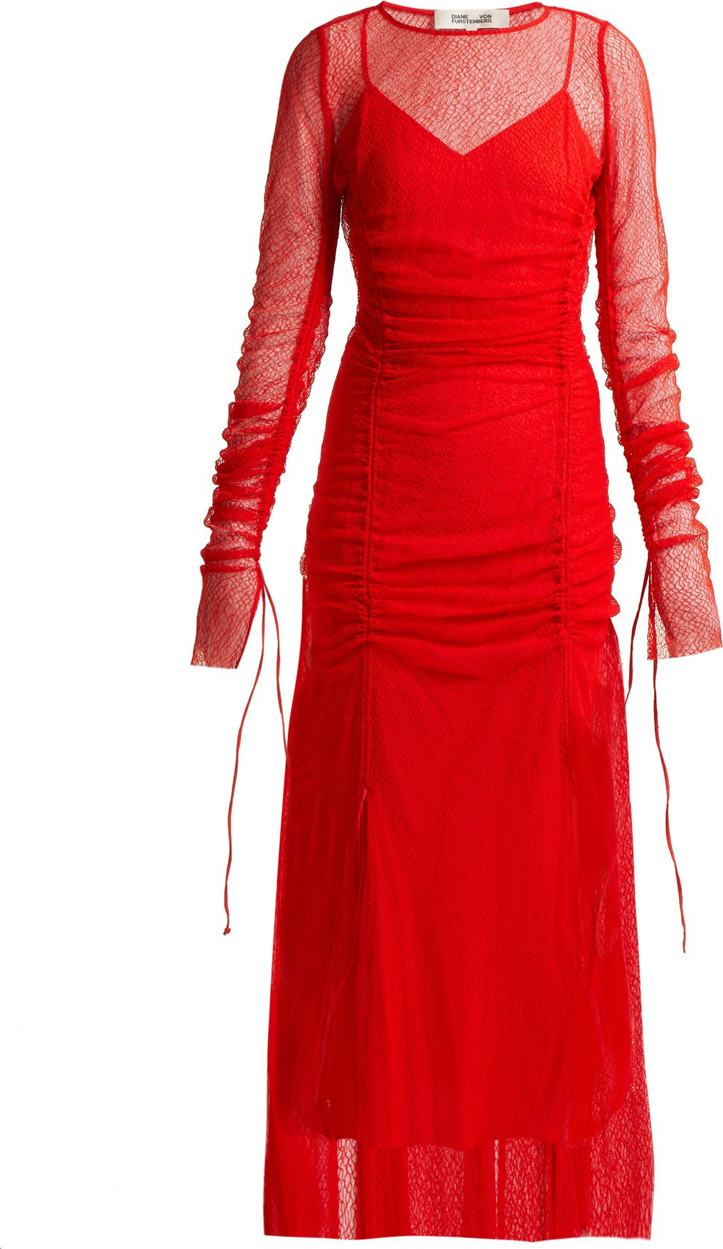 DIANE von FURSTENBERG Ruched lace gown