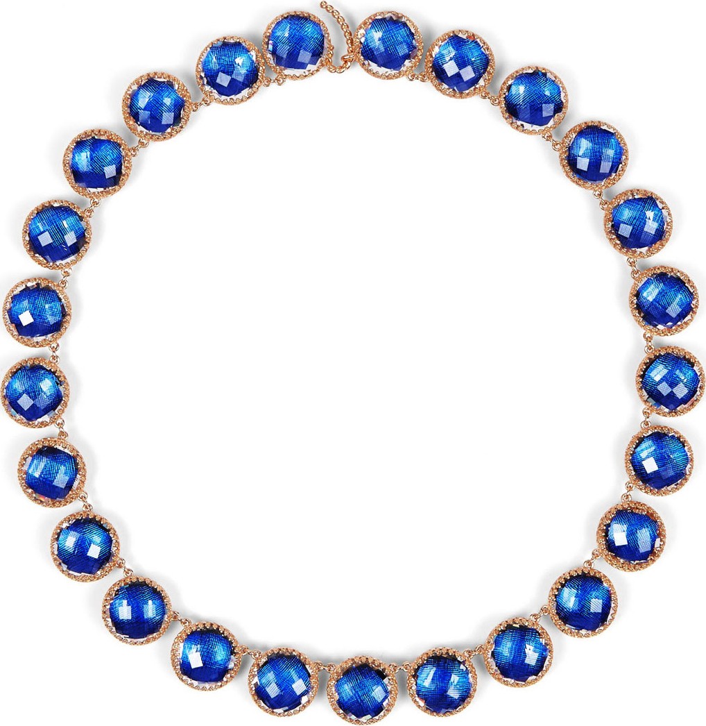Larkspur & Hawk Olivia Button Riviere Necklace, Cobalt