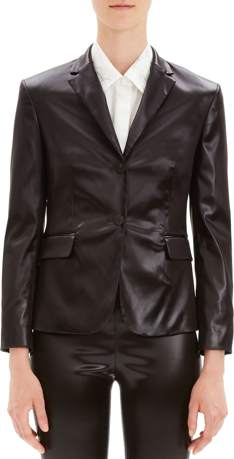 Theory Shrunken Glossy Two-Button Jacket