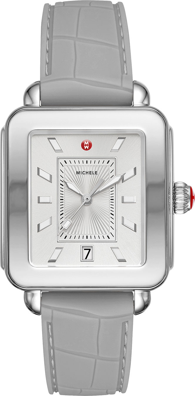 MICHELE 34mm Deco Sport Stainless Steel/Alligator Watch