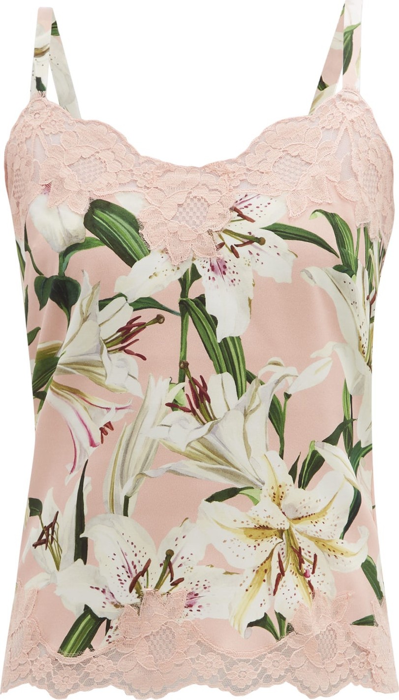 Dolce & Gabbana Lilium-print silk blend-satin camisole