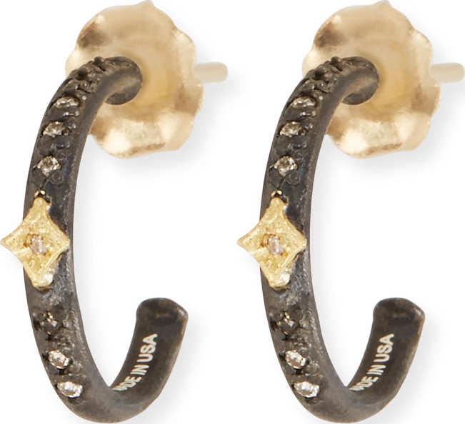 Armenta Old World Midnight Mini Diamond Huggie Hoop Earrings