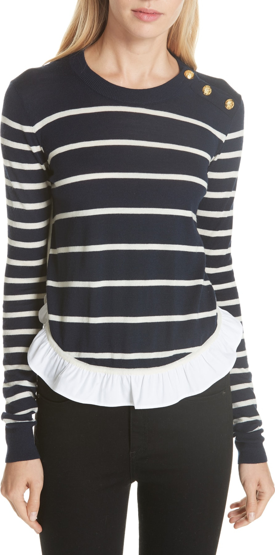 Veronica Beard Ollie Ruffle Hem Sweater