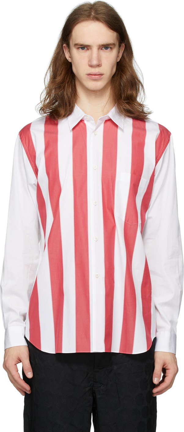 Comme Des Garçons Homme Plus White & Red Broad Stripe Shirt