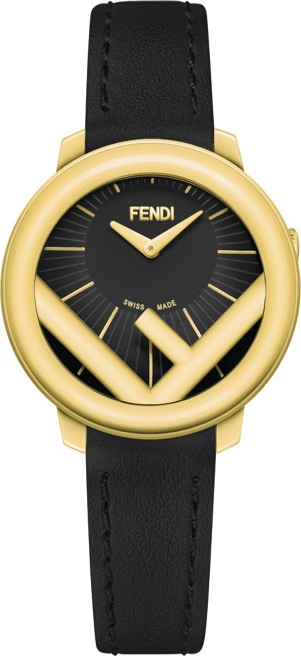 Fendi 28mm Run Away Watch with Leather Strap, Black