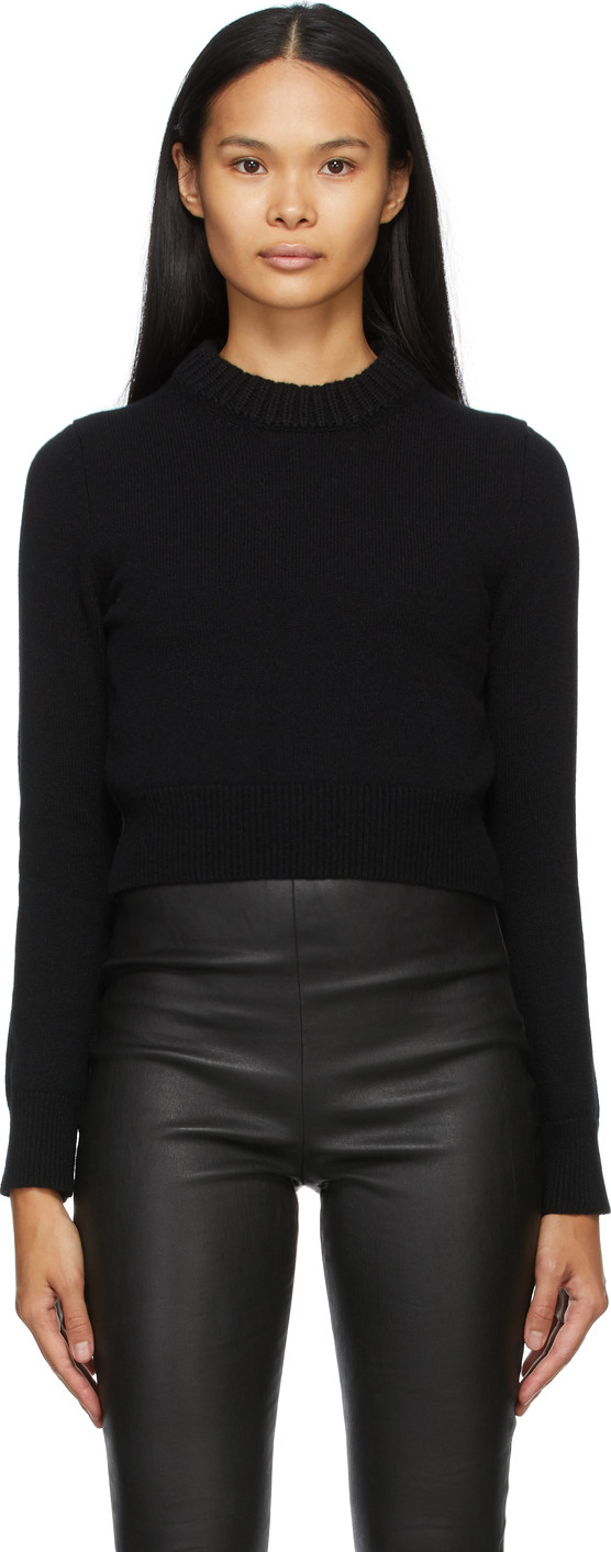 Alexander McQueen - Black Cashmere Cropped Sweater