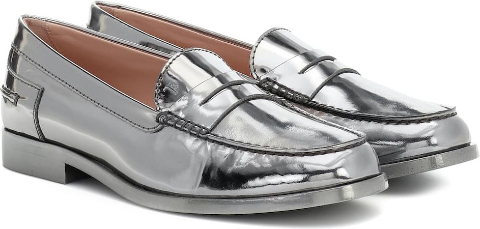 Tod's Metallic leather loafers