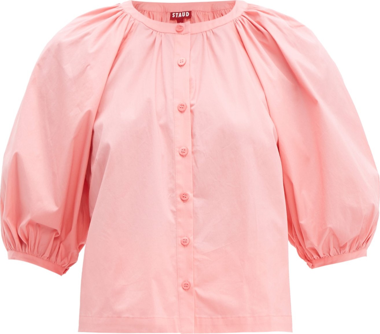 Staud Blouson-sleeve cotton-blend top