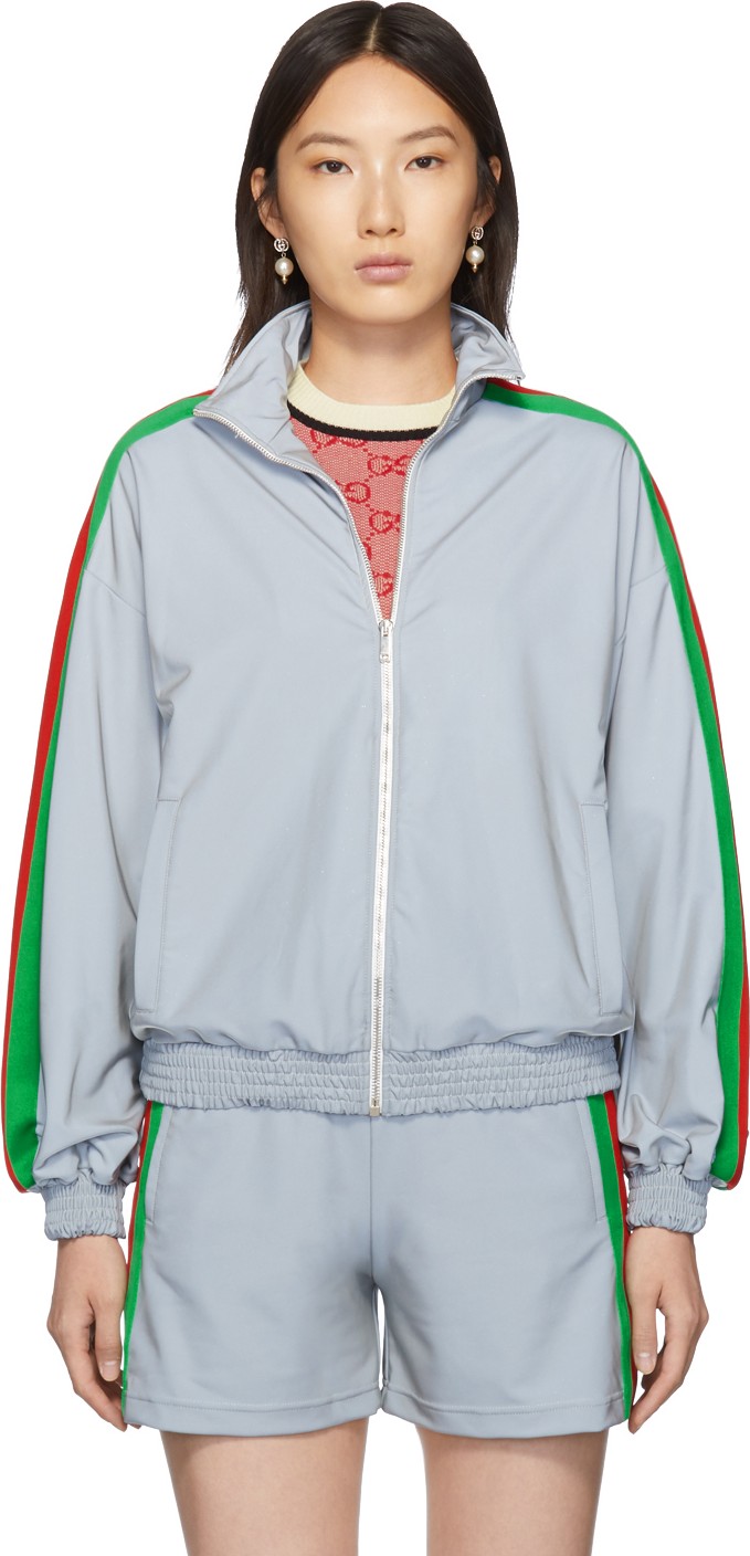 Gucci Silver Reflective Zip-Up Sweater