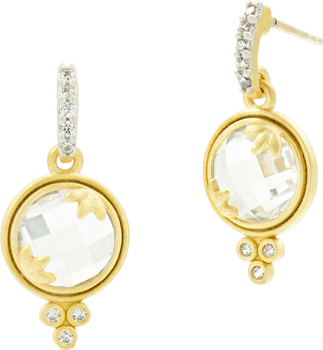Freida Rothman 14k Fleur Bloom Cubic Zirconia Mini Drop Earrings