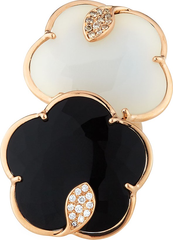 Pasquale Bruni Ton Joli 18k Rose Gold Black & White Ring w/ Diamonds
