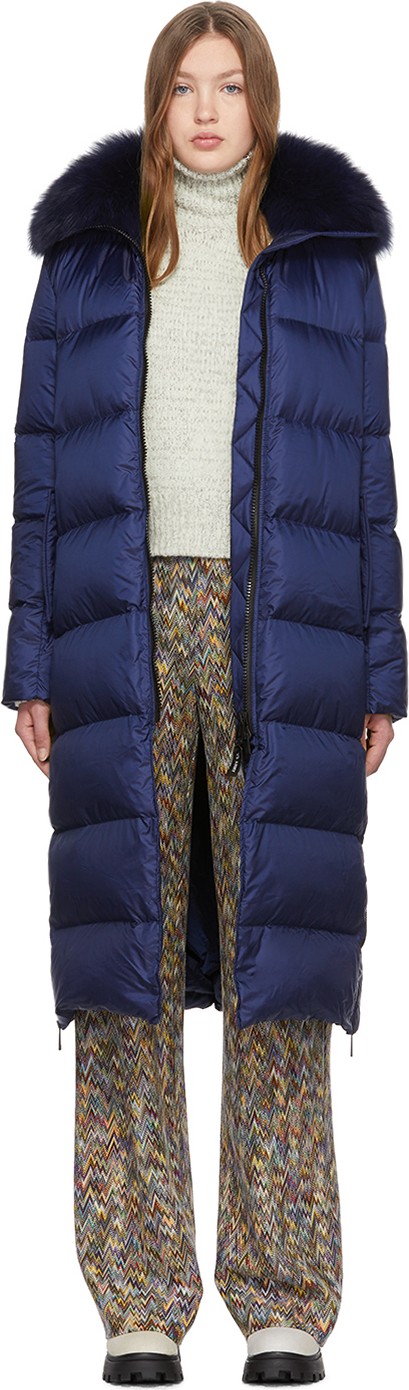 Army By Yves Salomon Navy Down Puffer Coat