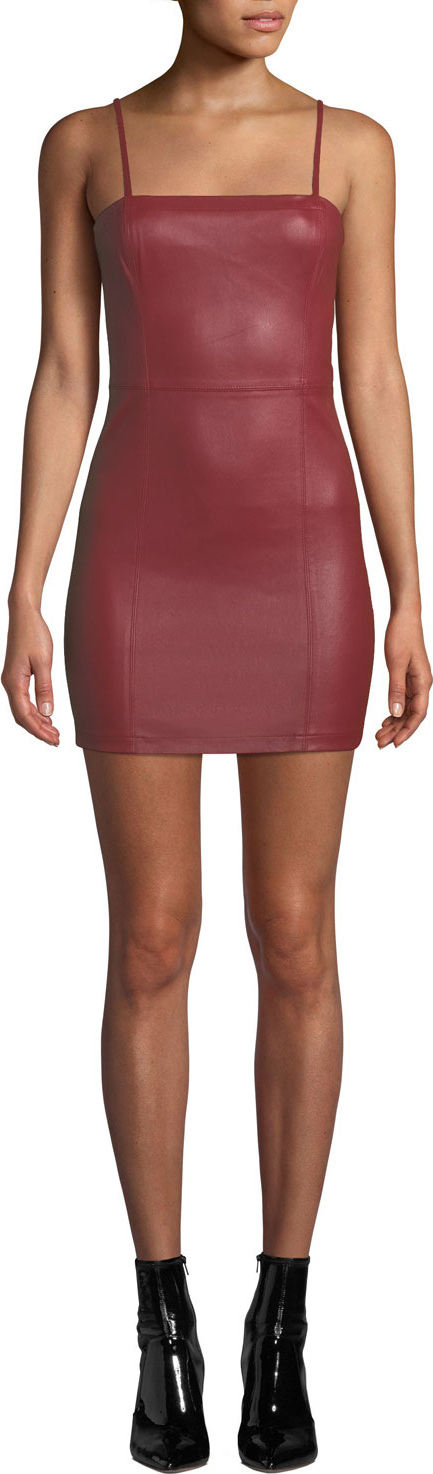 T By Alexander Wang Fitted Leather Cami Mini Dress