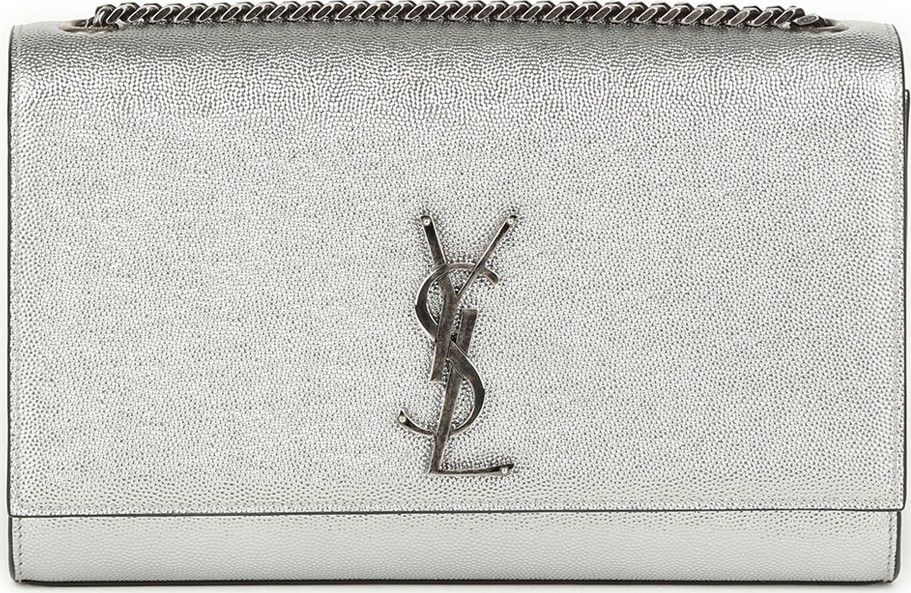Saint Laurent Kate Medium YSL Monogram Chain Metallic Leather Crossbody Bag