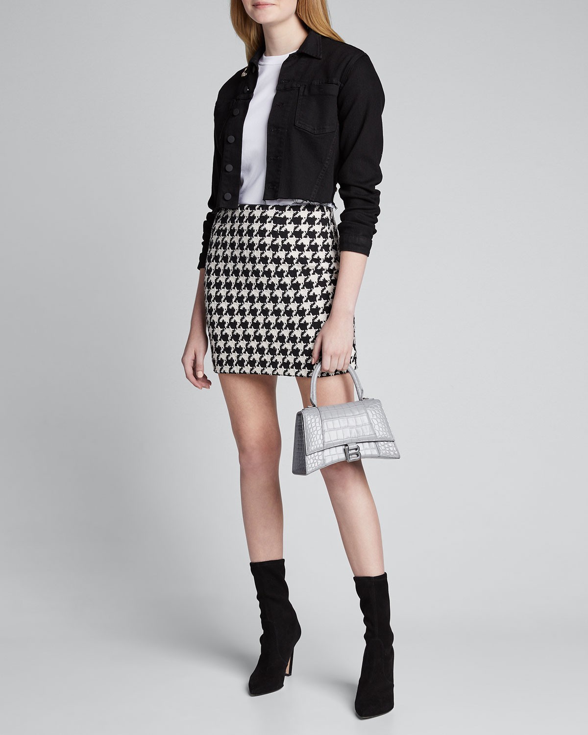 L'AGENCE Livia Houndstooth Mini Skirt