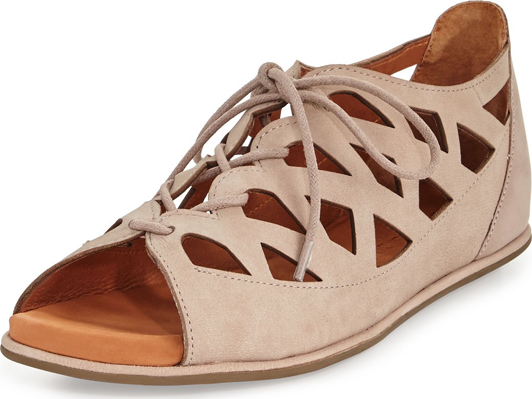 Gentle Souls Betsi Laser-Cut Lace-Up Sandals