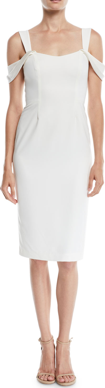 HALSTON HERITAGE Slim Crepe Cold-Shoulder Cocktail Dress
