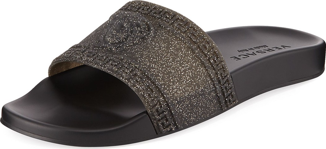 Versace Men's Glitter Shower Slide Sandals