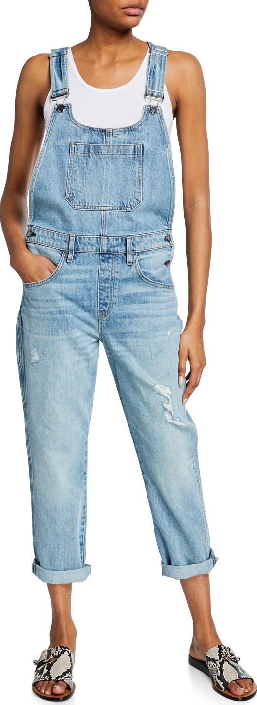 Hudson Jessi Straight-Leg Boyfriend Distressed Overalls