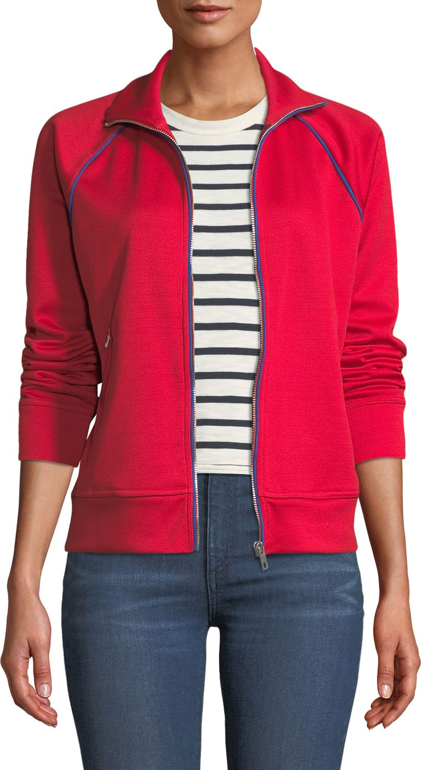 Rag & Bone Naval Zip-Front Raglan Track Jacket