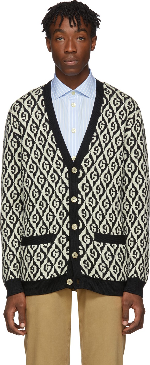 Gucci Brown G Rhombus V-Neck Sweater