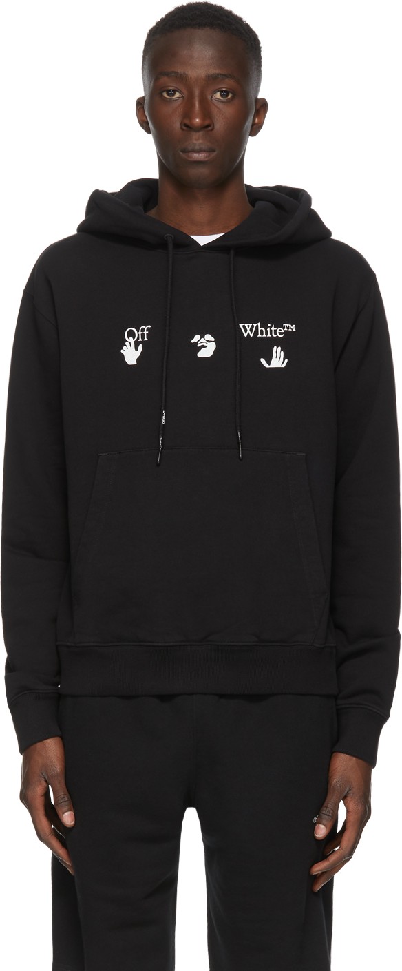 Off White Black Big Logo Slim Hoodie