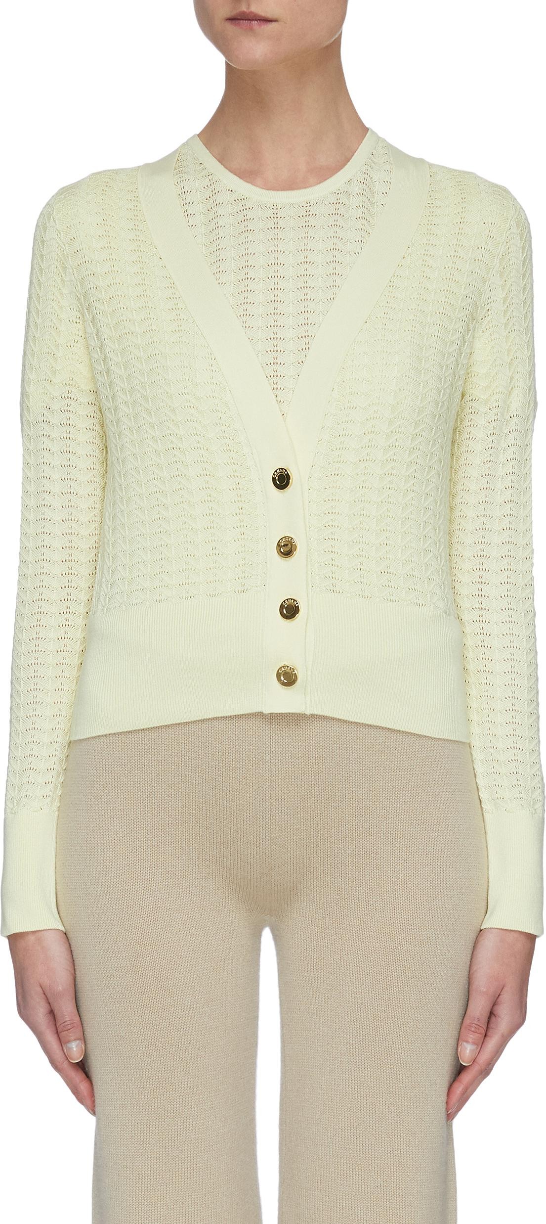 CRUSH Collection Metallic button silk-blend cardigan