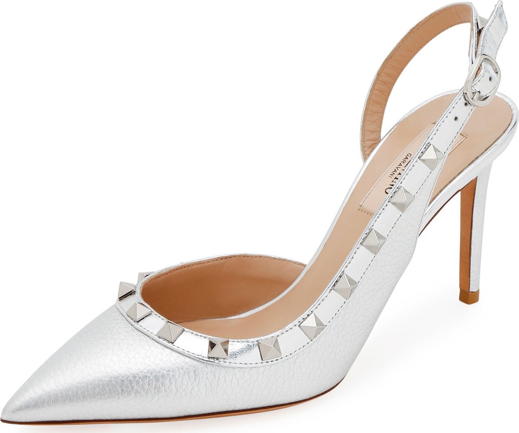Valentino Metallic Rockstud Slingback Pumps Valentino Metallic Rockstud Slingback Pumps