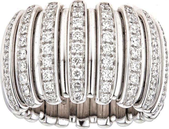 ZYDO Stretch 18k White Gold Diamond Bar Ring