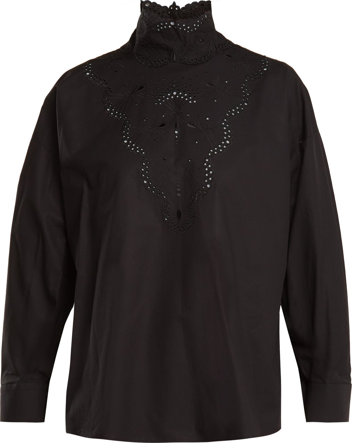 Fendi High-neck broderie-anglaise cotton blouse