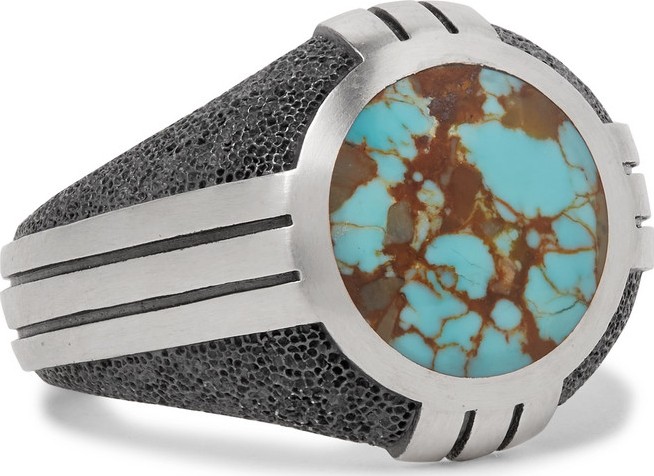 David Yurman Sterling Silver Turquoise Signet Ring