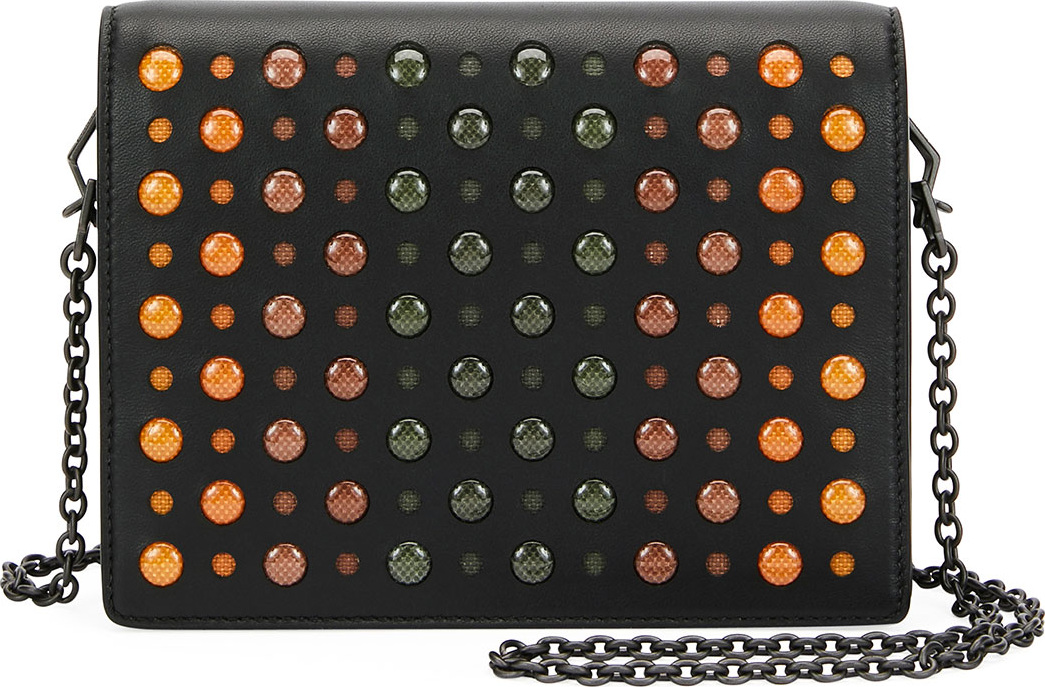 Bottega Veneta Cantena Perforated Leather Crossbody Wallet on Chain