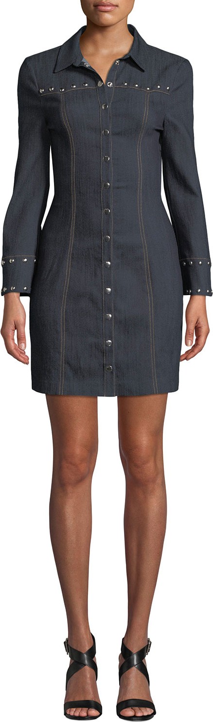 Cinq A Sept Katia Studded Snap-Front Dress