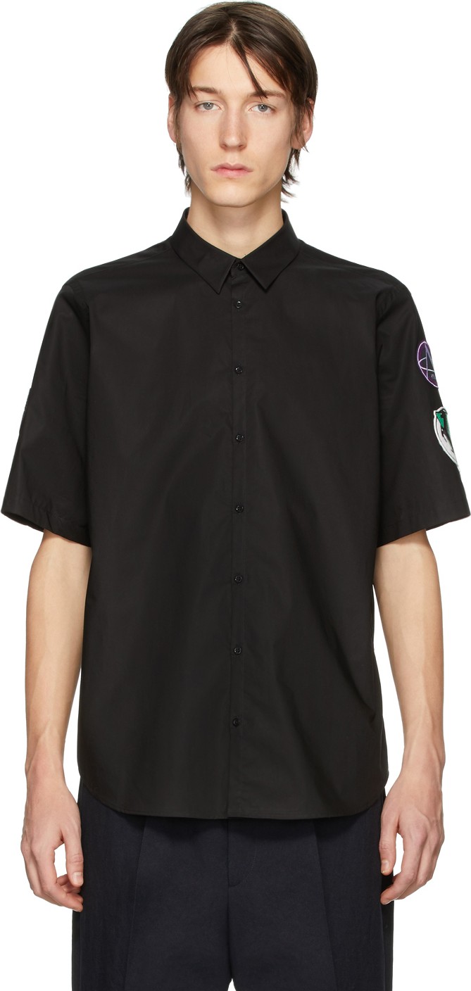 Raf Simons Black Patches Slim Fit Short Sleeve Shirt