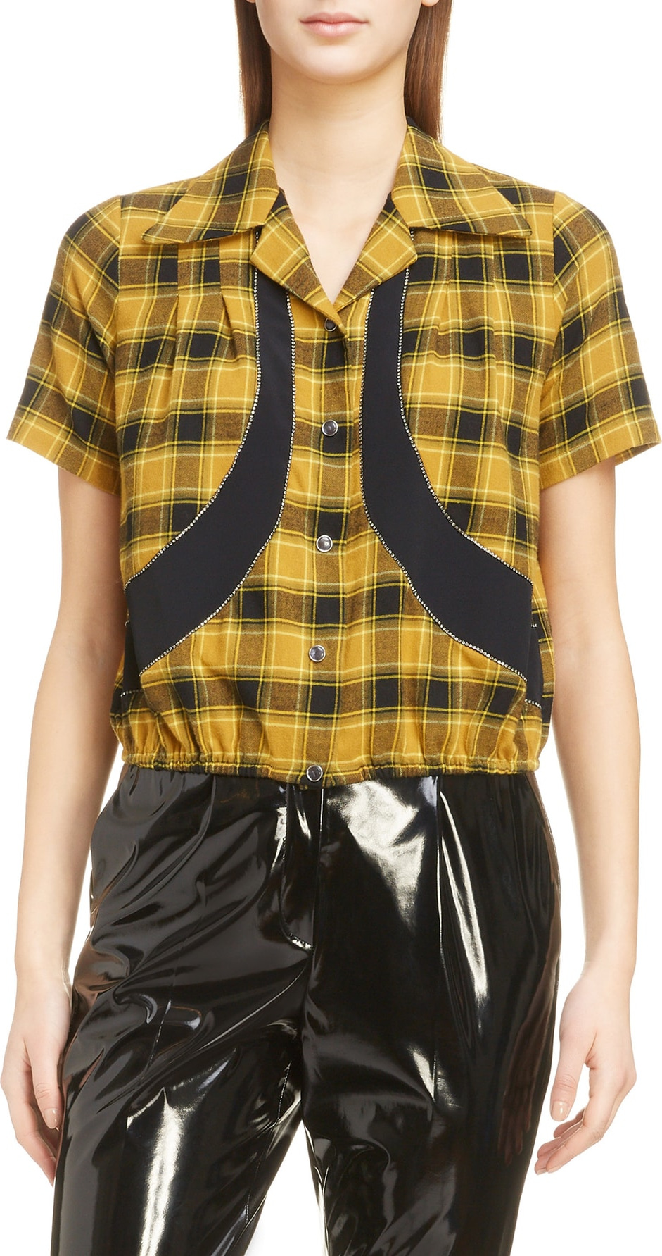 N°21 Nº21 Crystal Panel Plaid Silk Shirt