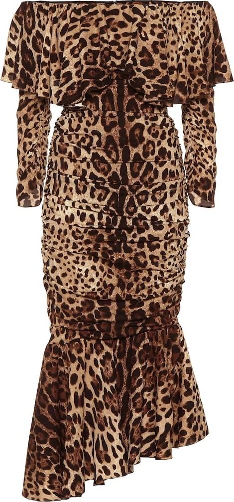 Dolce & Gabbana Leopard-print stretch-silk midi dress
